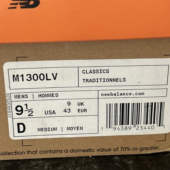 Levi's × New Balance Collaboration 1300 Orange Black M1300LV Men's Size 9.5 - Picture 14 of 16